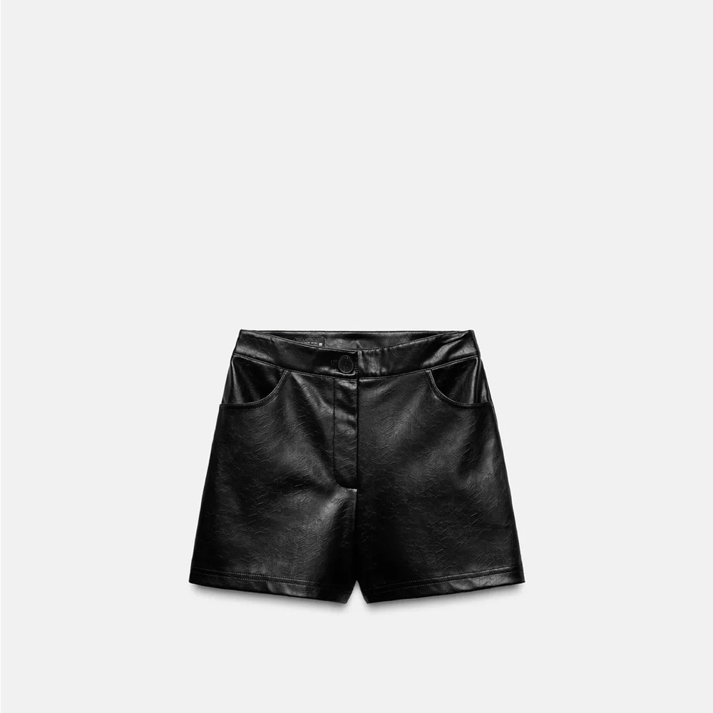 ZARA Black faux Leather Shorts